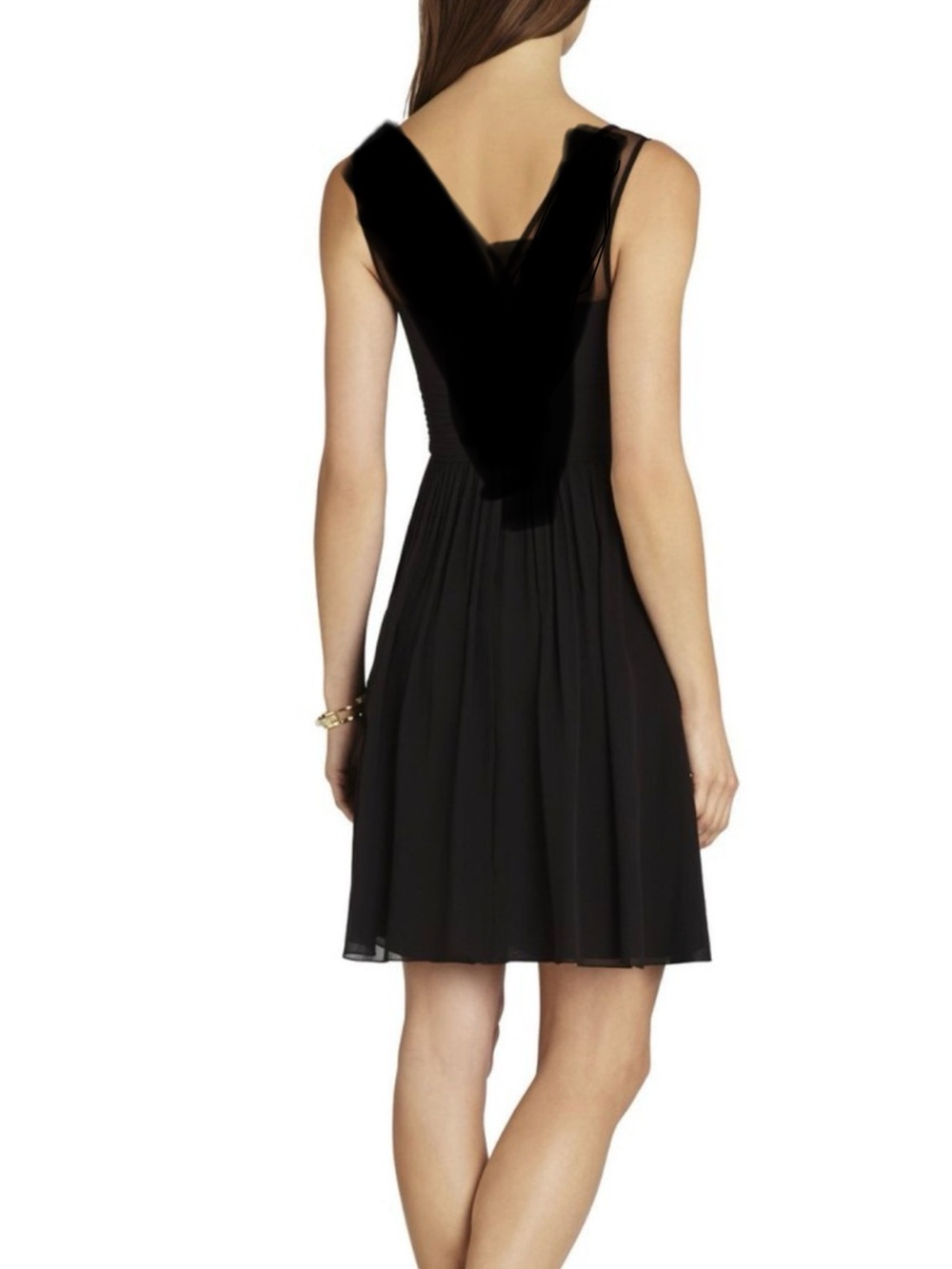 Black V-Neck Chiffon Skater Dress - Classic Women's Dress